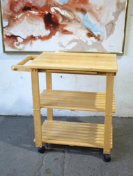 Kitchen Cart With Cutting Board Knife Block And Shelves- Beech