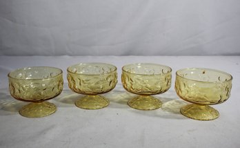 Set Of Four Anchor Hocking Milano Honey Gold Dessert Bowls