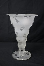 Geometric Clear And Satin Glass Vase