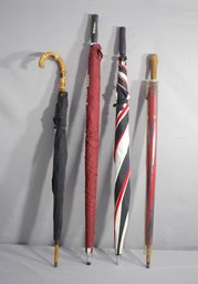 Group Lot Of 4 Umbrellas - 1 With Small Gold Plate Collar