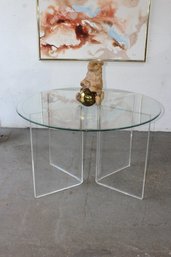 Vintage Postmodern Glass And Lucite Coffee Table