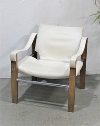 White Leatherette Safari Chair Maurice Burke For Arkana