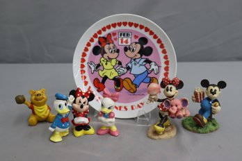 Group Lot Of Disney Figurines And Plate