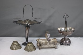 Small Group Lot Of Vintage Silverplate And Mixed Metal Objects