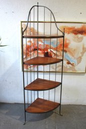 Charleston Forge Four Tiered Pine & Steel Etagere Corner Shelf