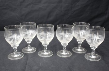 Set Of Six Etched Glass Goblets