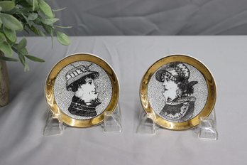 Pair Of Mid Century  Porcelain Fornasetti Coasters