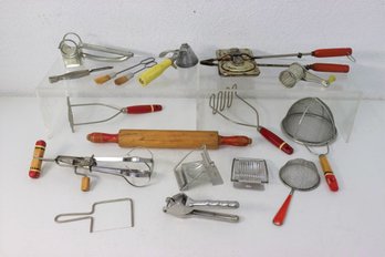 Groiup Lot Of Vintage Kitchen Utensils, Cooking Accessories, And Gadgets