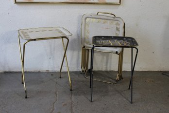 Vintage Folding Tray Tables And Stand