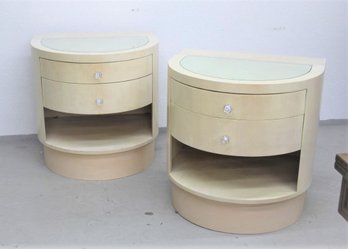 Two Arch Front Demi-Lune Post-Modern Style Nightstands