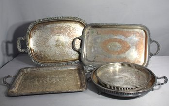 Collection Of Vintage Silver-Plated Serving Trays