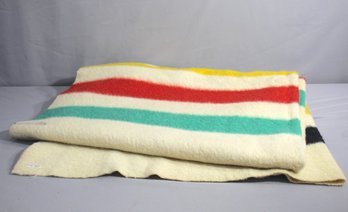 Vintage Hudson's Bay Company  4 Point Striped Wool Blanket