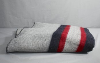 Vintage Red/Black On Grey Wool Blanket-Twin Size