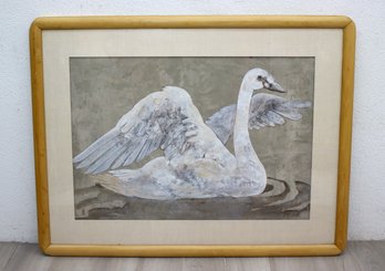 Vintage  Signed Large Mid-century  Swan  Portrait