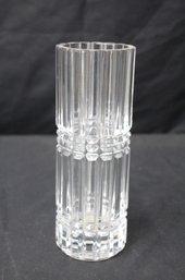 Vintage Tall Cut Crystal Fluted Gear Shape Vase