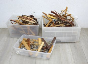 Large Group Lot Of Wooden Hangers