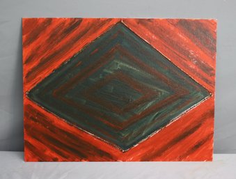 Geometric Op-Art Oil On Board, Unframed