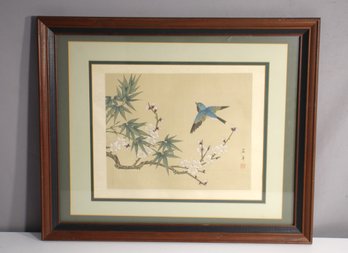 Traditional Asian Bird And Bamboo Painting (Signed)