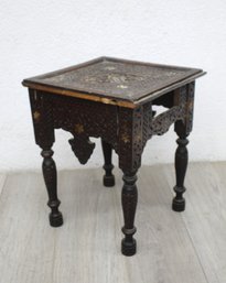 Antique Carved Wooden Side Table - Missing Drawer