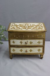 Artisan Miniature Wooden Cream & Gold Decorated Slant Front Desk