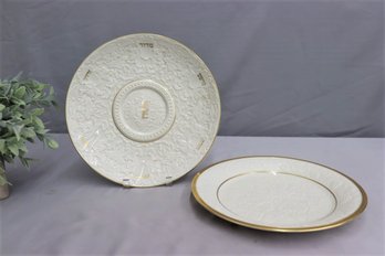 Lenox Seder Plate AND  Lenox Large Platter Grape Vine Emboss & 24kt GOLD RIM