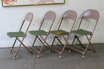Set Of Four Vintage Durham Metal Folding Chairs