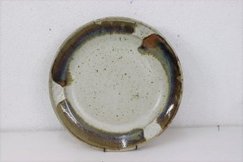 Large MCM  Rustic Speckle Tri-Color Glaze Earthenware Round Platter