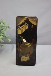 Vintage Japanese Lacquered Letter Box With Samurai Decoration