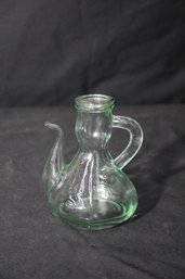 Vintage Green Glass Oil Decanter- No Topper