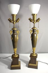 Pair Of Wooden Empire-Style Lamps