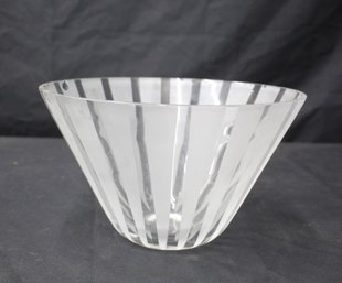 Crystal Glass Bowl With Etched Stripes