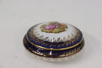 Limoges Porcelain Round Floral Tinket Box