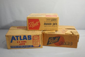 Group Lot Of 3 Cases Of Ball And Atlas E-Z Seal Mason Jars