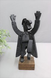 Vintage 1970s Frank Meisler Signed Dancing Chasidic Jewish Figure Sculpture In Metal Alloys