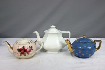 Three Vintage China Teapots - Sadler. Hall, Adams