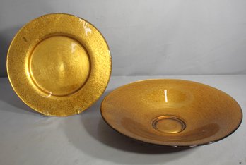 Metallic Design Bowl And Tray Set