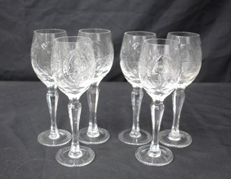 Vintage Brilliant Hand Cut Crystal Set Of 6 Wine Cordial Sherry Port Aperitif Liqueur Glasses