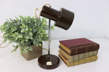 Vintage Chocolate Brown Spotlight On Chrome Pole Accent Lamp