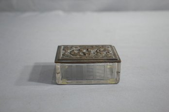 Vintage Metal Relief And Glass Trinket Box