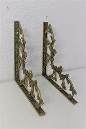 Two Vintage Brass Acanthus Scroll Shelf Brackets (12' X 12')