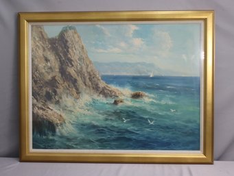 Original Acrylic On Board Capri Marina Piccolo Signed By Artist L. Berti