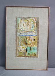 Original Watercolor And Mixed Media'celebration Of Life' 1980 Cariota Signed/Marked By Artist