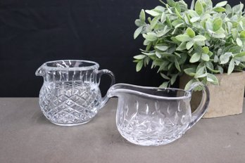 Creamer And Sauce Group Lot: Block Crystal Oblong Pitcher AND Cut Glass Starburst Bottom Pitcher
