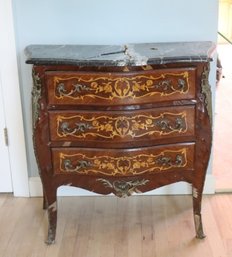 French Louis XV Style Bombe Chest Of Drawers With Marble Top .