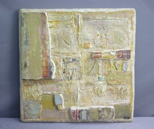 Original Abstract Bas Relief 'Yellow Ground' 1996 Cariota Signed/Marked By Artist