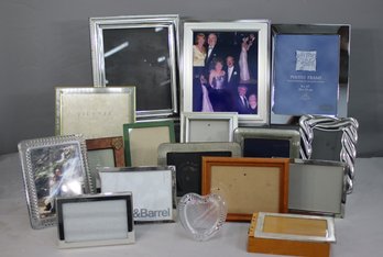 Group Lot Of Various Size And Material Photo Frames