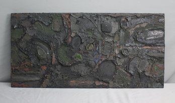 Original Abstract Mixed Media Sculptural Plaque 'off Black' 2000 Cariota Signed/Marked By Artist