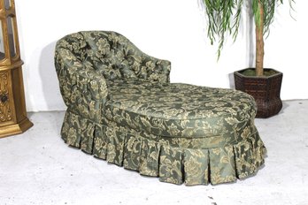 Vintage Chaise Lounge With Floral Upholstery
