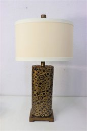 Concentric Circle Pattern Painted And Burnished Table Lamp