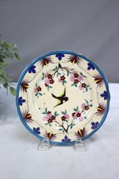 Vintage Black And Yellow With Flowers China Plate